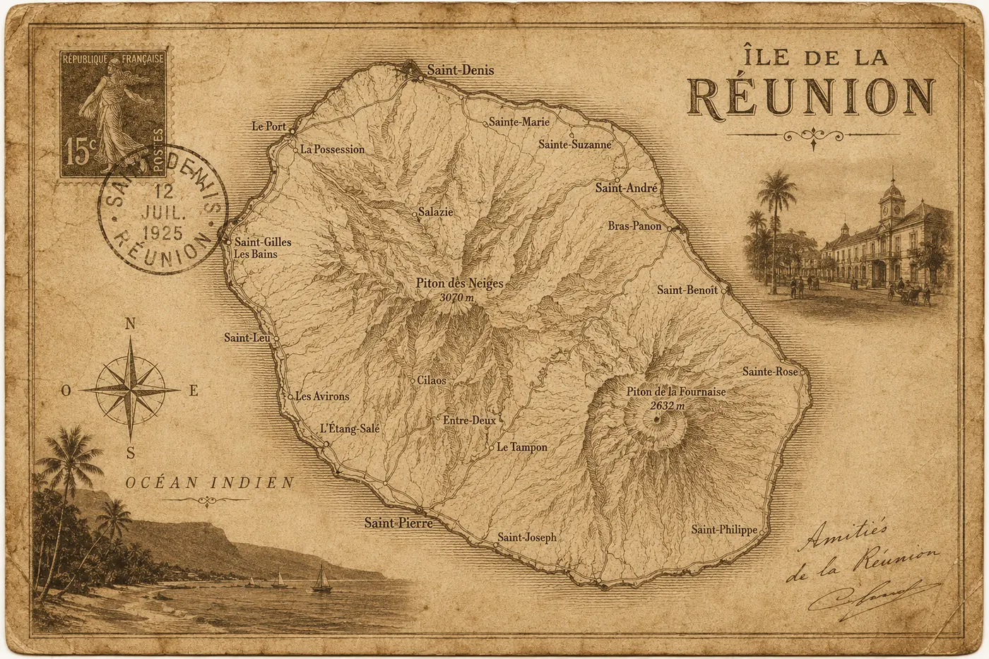 Carte de La Réunion avec les points de vente πKOL