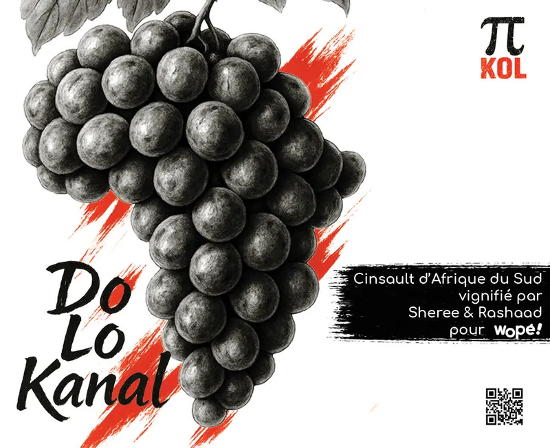 Étiquette Dolokanal — vin rouge léger Cinsault du Swartland, flacon de 75cl